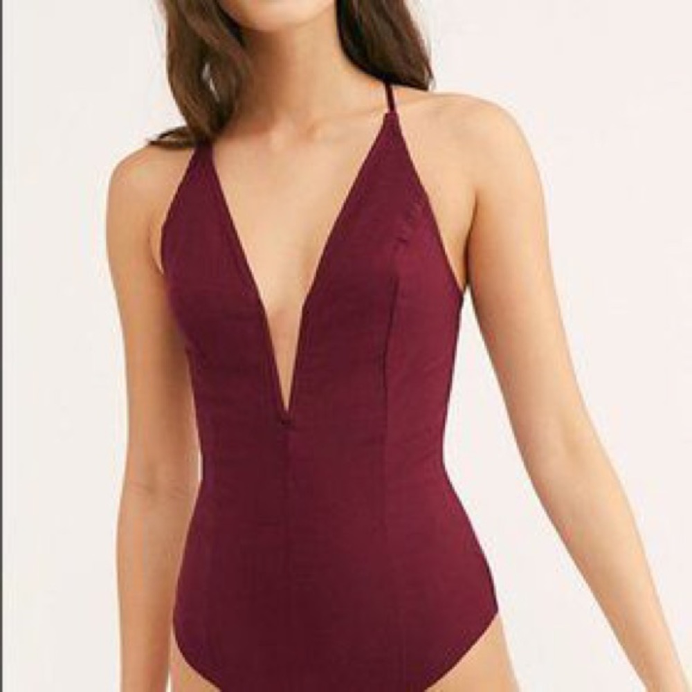 New Free people deep dive bodysuit fig sorbet S - Picture 5 of 5